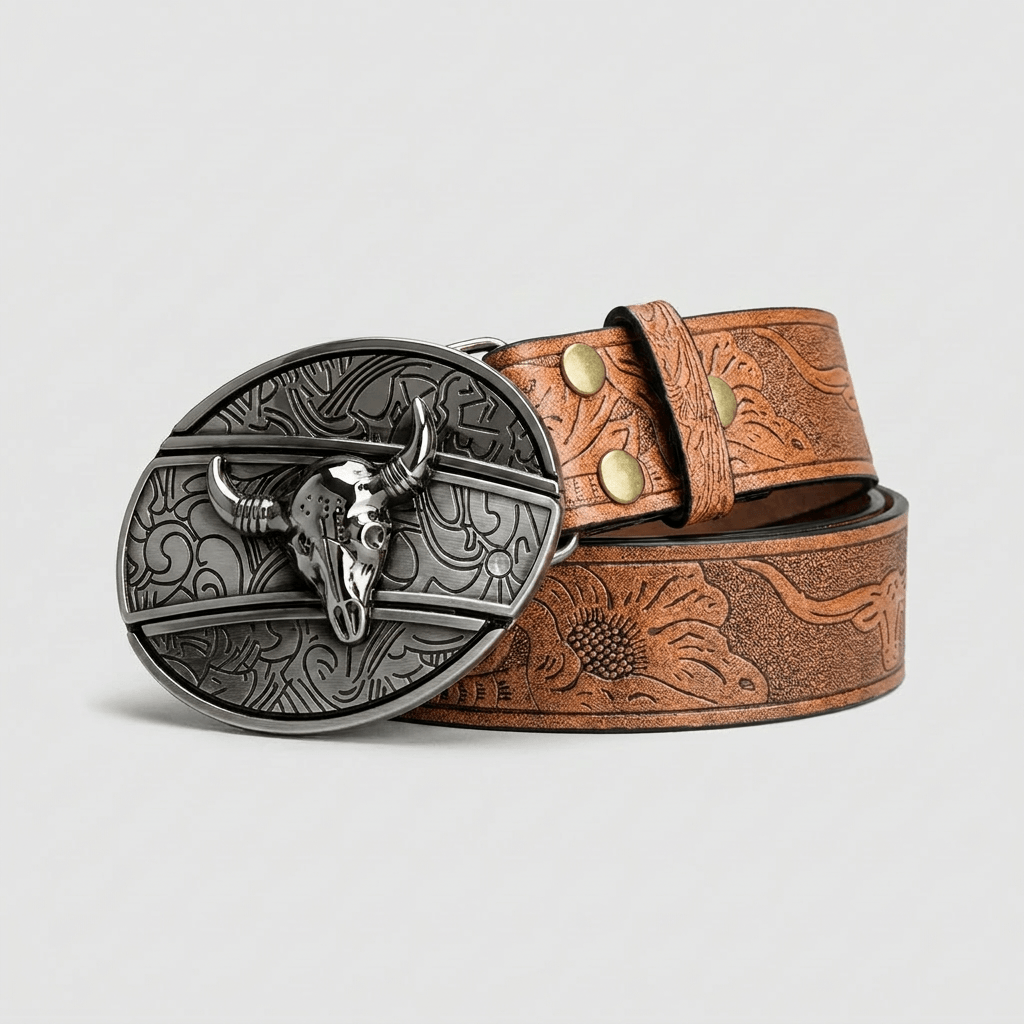 Bennett Buffalo Skull Belt