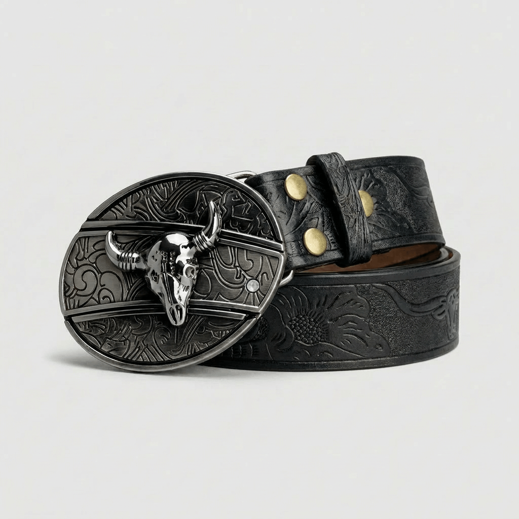 Bennett Buffalo Skull Belt